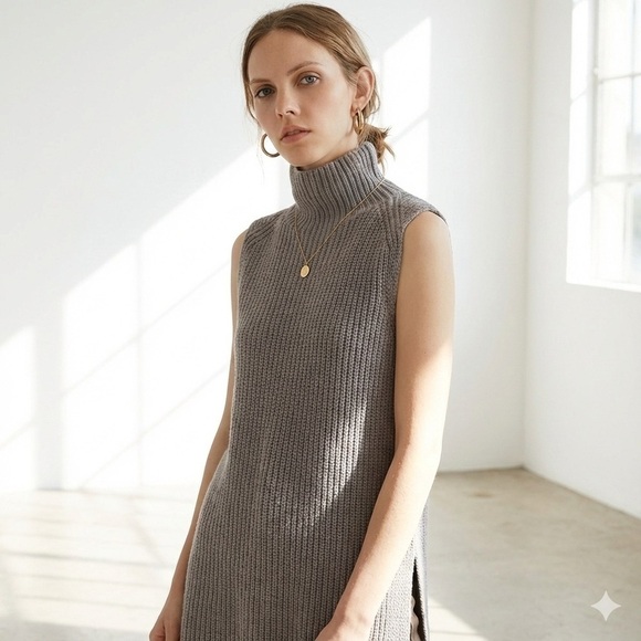 Aritzia Sweaters - Aritzia Wilfred taupe mocha Durandal sleeveless turtleneck top - size XS